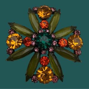 Vintage D&E Juliana Brooch 1967 1968 Orange Green Pink Yellow 60s MCM RARE